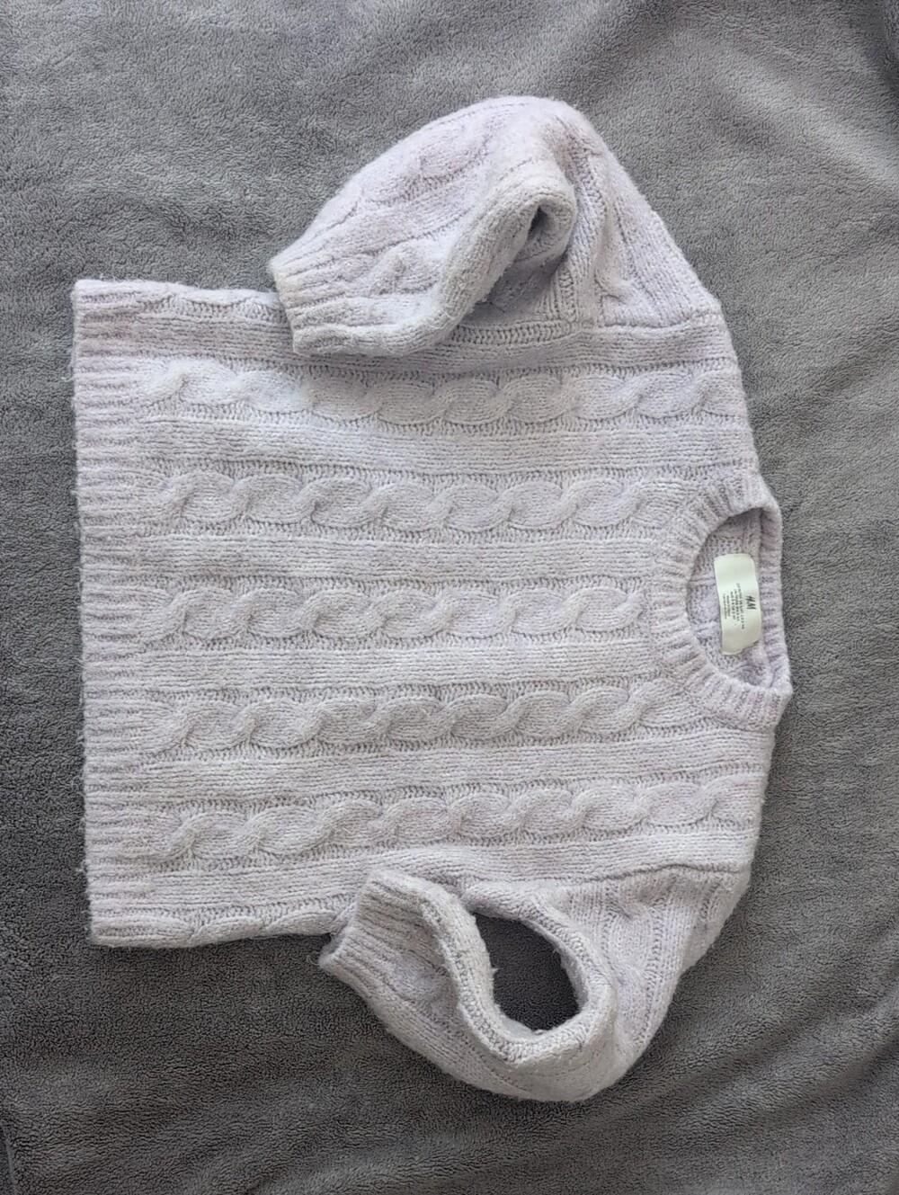 H&M Kid's Cable Knit Crewneck Sweater in Light Lavender